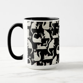 Taza Gatos malos tocando cosas, gatos blancos sobre neg