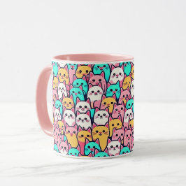 Taza Gatos Minimalistas juguetones en pasteles multicol