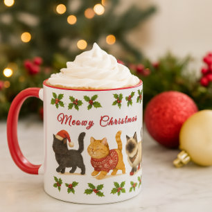 Taza Gatos Navideños Adorables Fiesta
