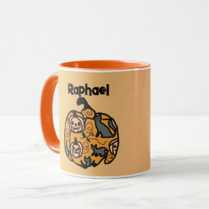 Taza Gatos negros retro y sueños de calabaza