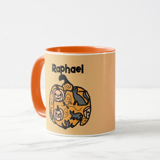 Taza Gatos negros retro y sueños de calabaza (Anverso izquierdo)