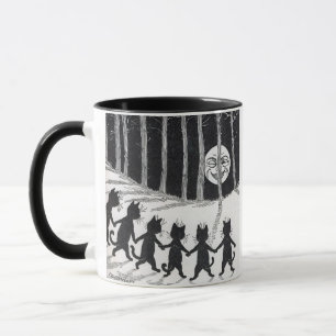 Taza Gatos negros sosteniendo las manos a la luz de la