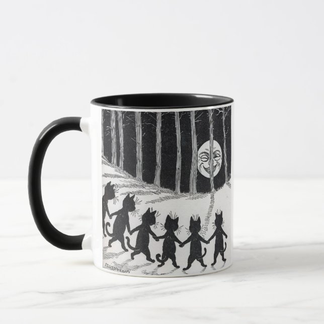 Taza Gatos negros sosteniendo las manos a la luz de la  (Izquierda)