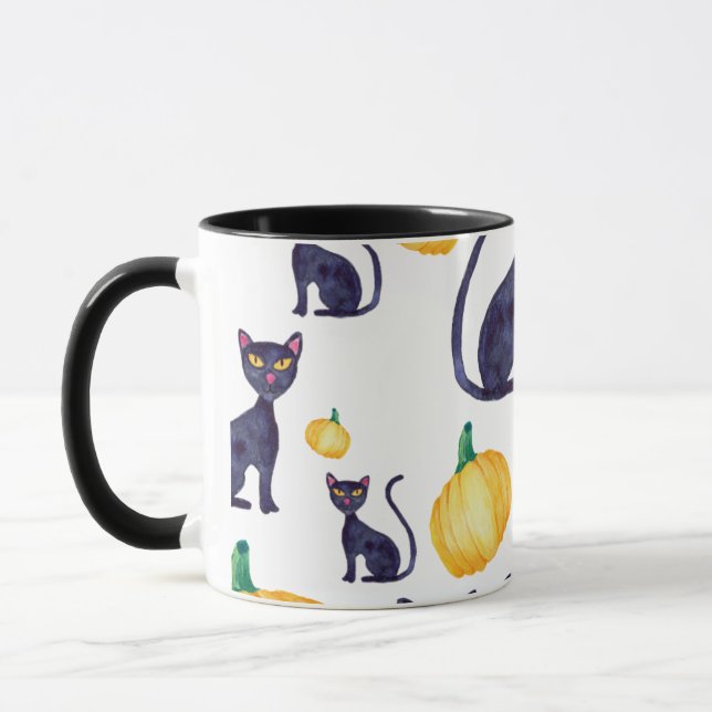Taza Gatos negros y calabazas Naranjas para Halloween (Izquierda)