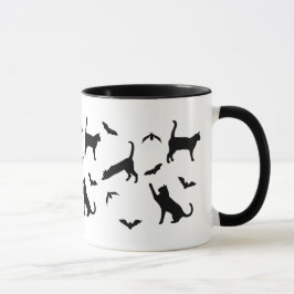 Taza Gatos Negros Y Murciélagos Espectaculares Patrón D