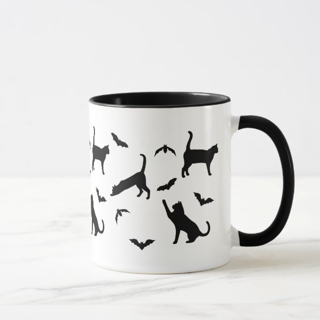 Taza Gatos Negros Y Murciélagos Espectaculares Patrón D (Derecha)