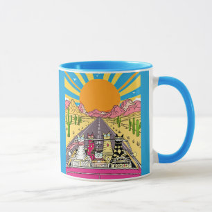 Taza Gatos Retro de Vacaciones en un Viaje por Carreter