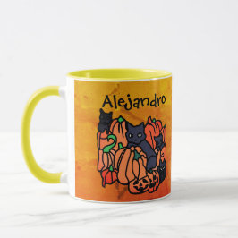 Taza Gatos y calabazas personalizados en Halloween