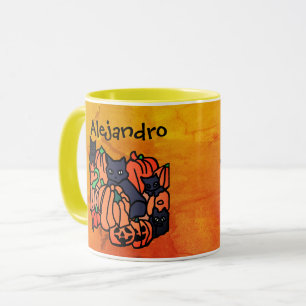 Taza Gatos y calabazas personalizados en Halloween