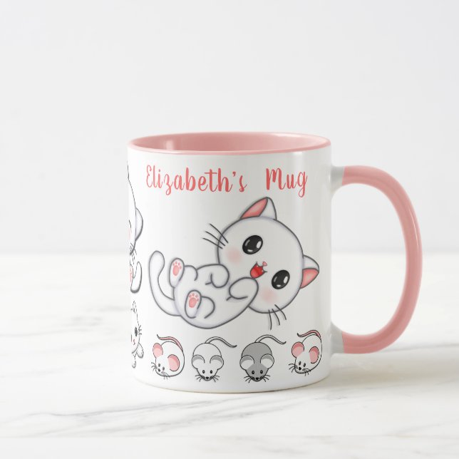 Taza Gatos y niños de ratón personalizados (Derecha)