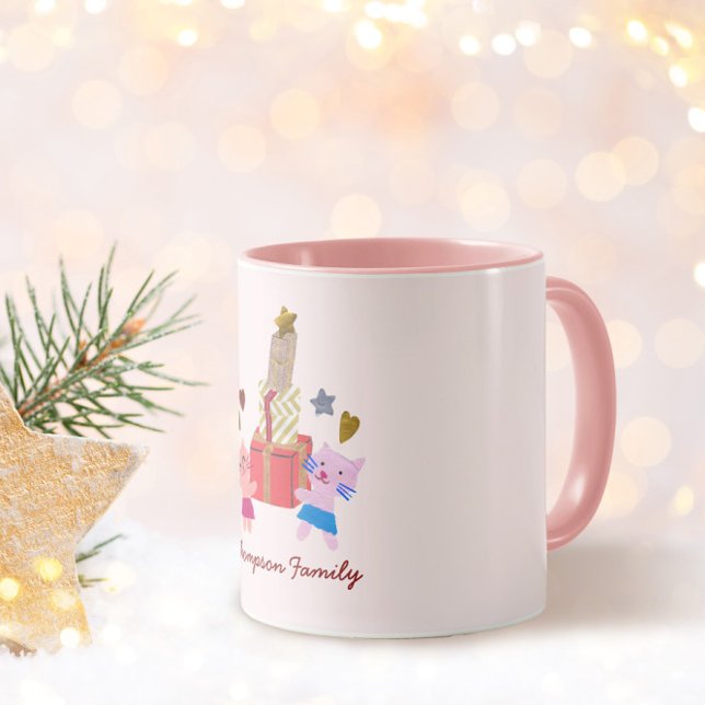 Taza Gatos y presenta Navidades rosados cardíacos estre (Subido por el creador)