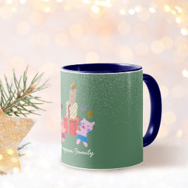 Taza Gatos y presenta Navidades verdes musgos