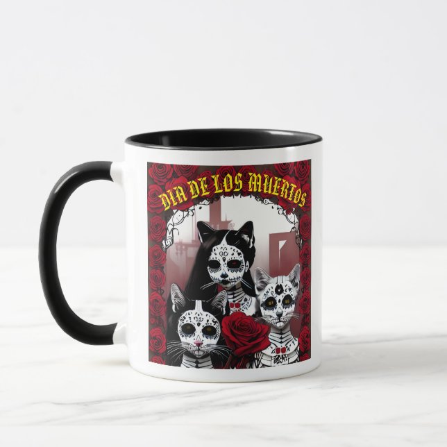 Taza Gatos y rosas Muertos 1 (Izquierda)