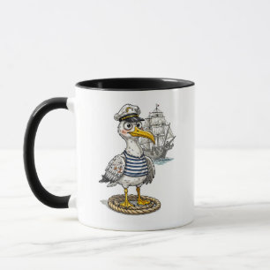 Taza Gaviota Marinera con Cuerda y Fondo de Barco