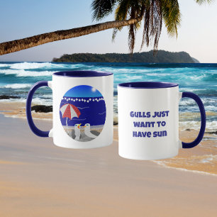 Taza Gaviotas Solo Quieren Tener Sol Gaviota Divertida