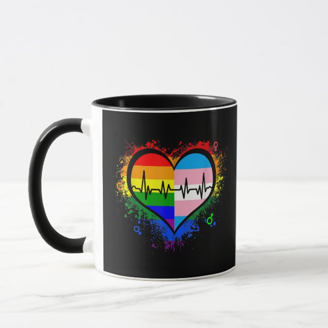 Taza Gay Lesbian Gay Lesbiana LGBT Gay Heartbeat L (Izquierda)