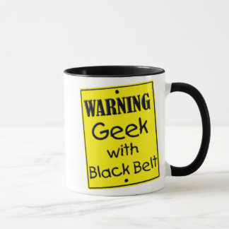 Taza Geek de advertencia con correa negra
