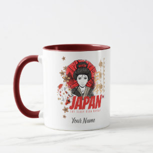 Taza Geisha japonesa vintage con bandera Koi y alma de