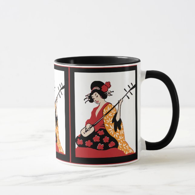 Taza Geisha y Shamisen, arte de cosecha de excrementos (Derecha)