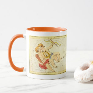 Taza Gemelos Géminis Constelación Vintage Espejo de Ura