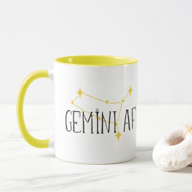 Taza GEMINI AF constellation, con símbolos Mercury & Tw (Con donut)