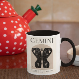 Taza Gemini Diseño Zodiaco Femenino Marrón Negro 15 OZ