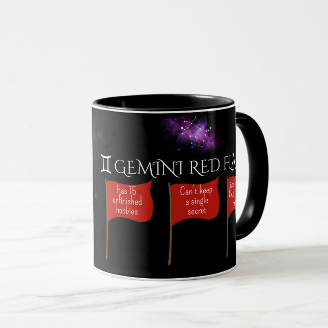 Taza Gemini Red Flags Astrología Mug | Gracioso regalo  (Anverso derecho)