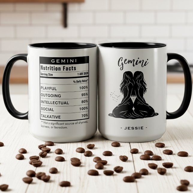 Taza Gemini Zodiac Sign Astrology Nutrition Facts (Gemini Zodiac Sign Astrology Nutrition Facts Mug
)