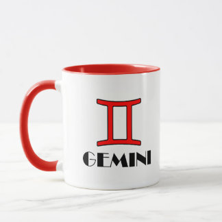 Taza Gemini Zodiac Symbol Designer Mug en rojo