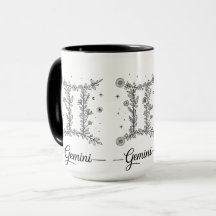 Géminis El Símbolo Zodiacal Botánico Floral Gemelo