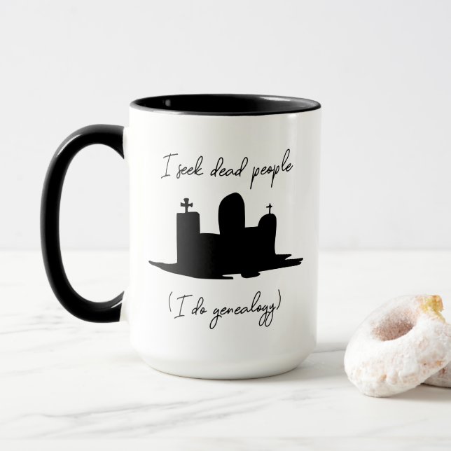 Taza Genealogía busco la piedra de cabeza de los muerto (Con donut)