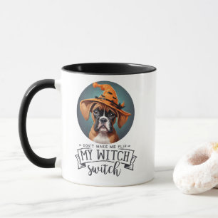 Taza Generación de IA Boxer Bruja de Halloween
