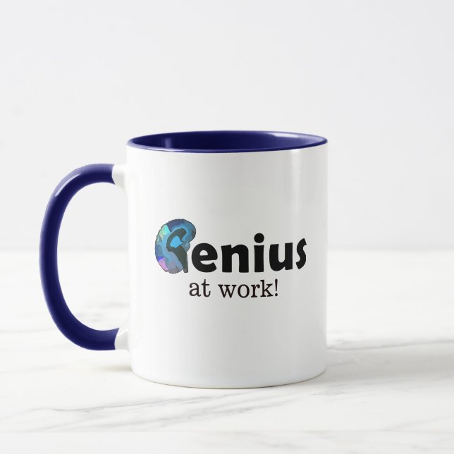 Taza Genius at work, Customizable Text Office Mug (Izquierda)