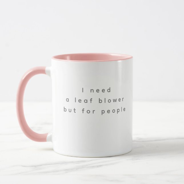Taza Gente Soplador de Hojas Dicho Divertido Fuente Gri (Izquierda)