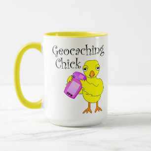 Taza Geocaching Chick Curly Text