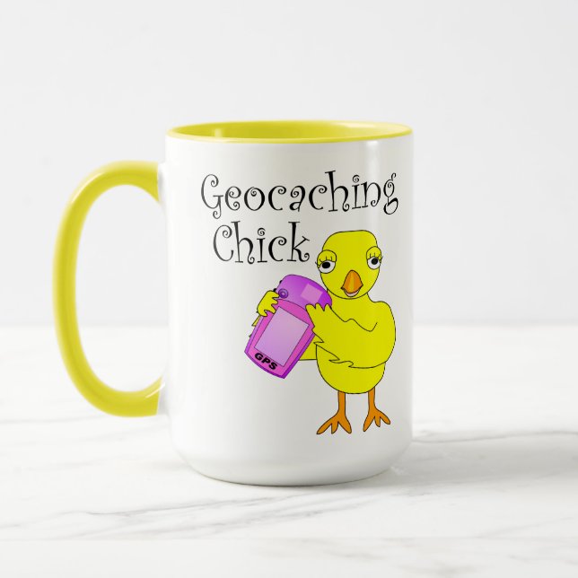 Taza Geocaching Chick Curly Text (Izquierda)