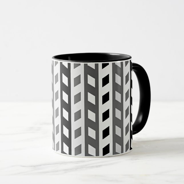Taza Geometric Design, gray, black, white, (Anverso derecho)