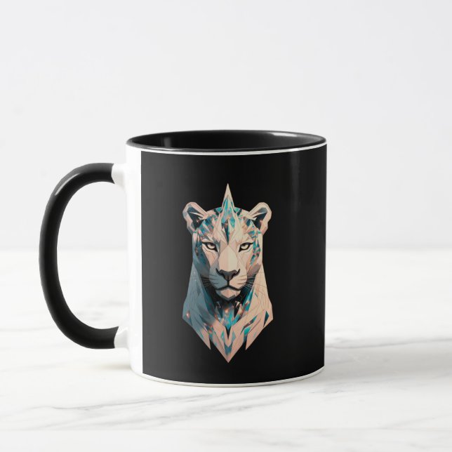 Taza Geometric Lioness Crystal Abstract Art Coffee (Izquierda)