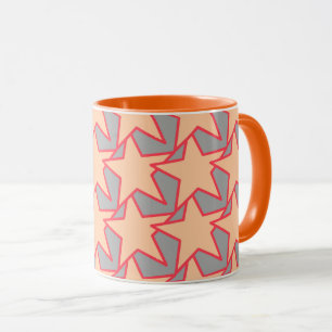 Taza Geométrica de estrella moderna - naranja de coral 