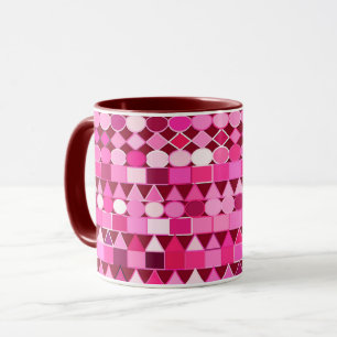 Taza Geométrica tribal, borgoña y rosa moderna