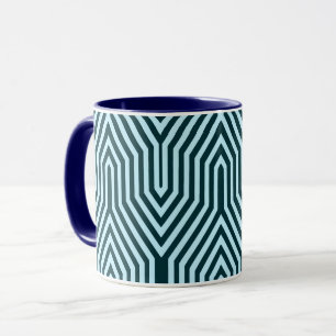 Taza Geométrico Art Deco - azul índigo y hielo