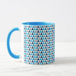 Taza Geométrico de triángulos azules modernos