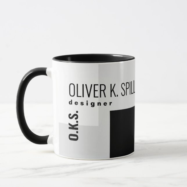 Taza geométrico gris negro de profesión (diseñador) (Izquierda)