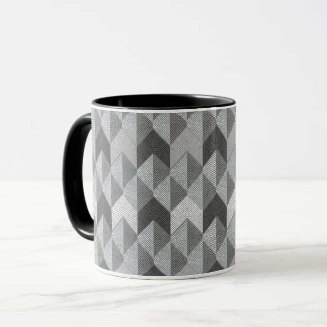 Taza Geométrico gris texturado. (Anverso izquierdo)