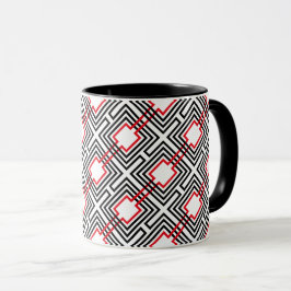 Taza Geométrico negro rojo y blanco