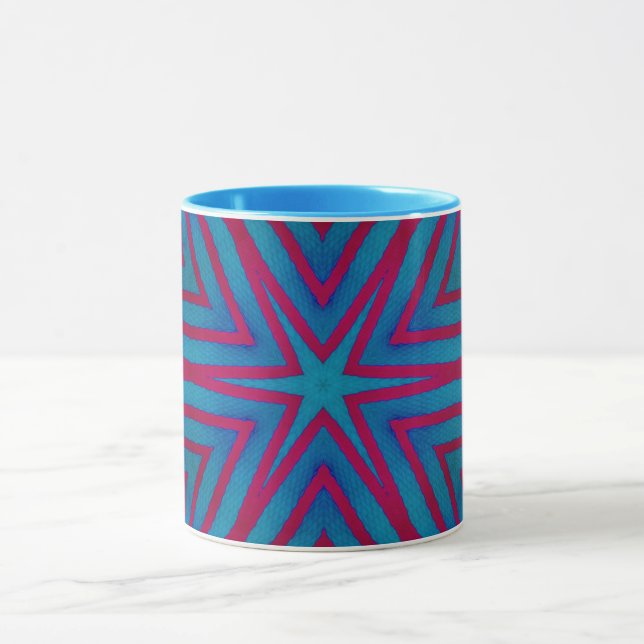 Taza Geométrico rojo y azul de estrella (Centro)
