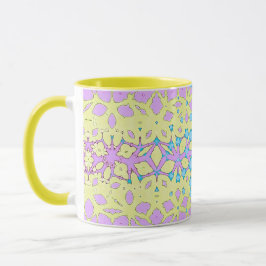 Taza Geométrico rosa, lila, amarillo y azul cielo