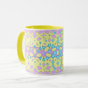 Taza Geométrico rosa, lila, amarillo y azul cielo