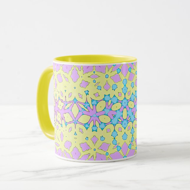 Taza Geométrico rosa, lila, amarillo y azul cielo (Anverso izquierdo)