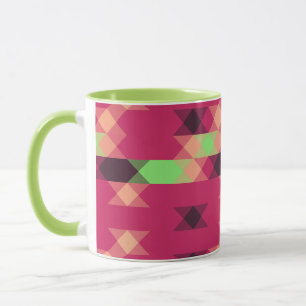 Taza geométrico rosa y verde